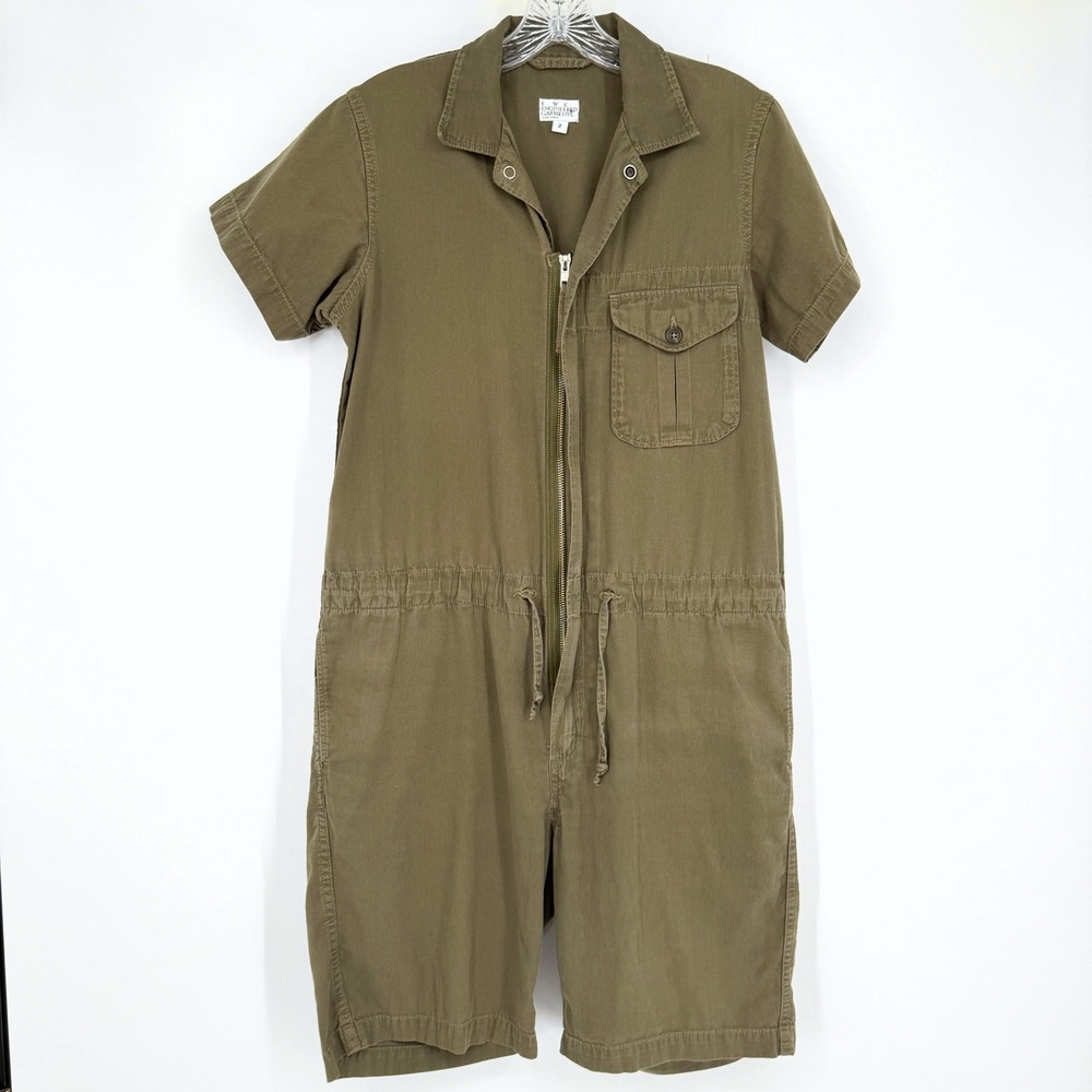 Engineered Garments Combi Suit Olive Green Drab Short Sleeve Utility Boiler Sz 2 - Picture 2 of 16